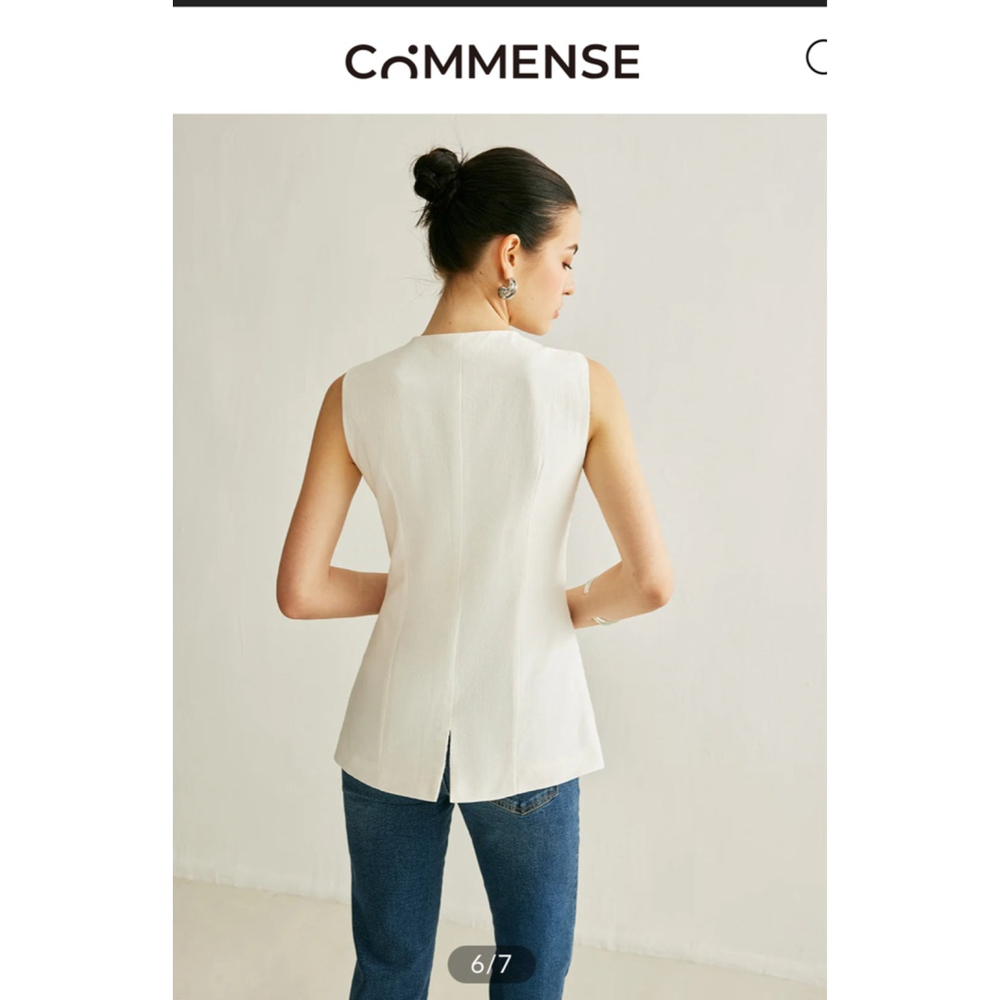 NWT COMMENSE White Button Detail Sleeveless Vest L - Picture 3 of 5